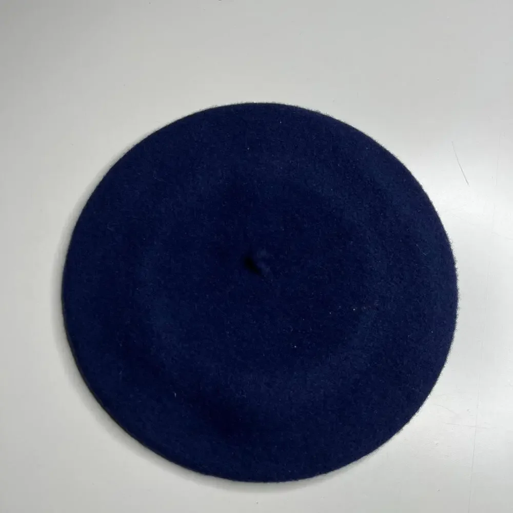 90s Brijette Navy Wool Beret Hat 100% Wool Made in South Africa w/ Lazarus Tag‎